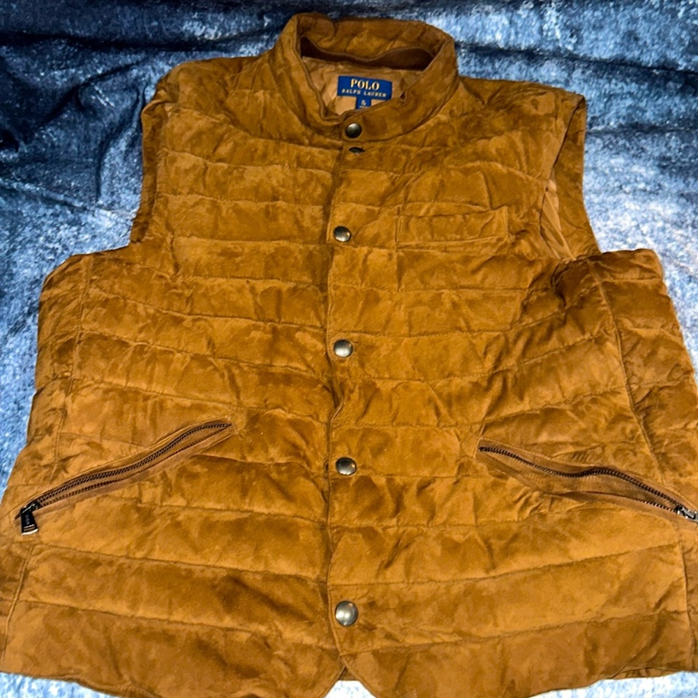 Men’s POLO RALPH LAUREN QUILTED SUEDE VEST (Size XL)